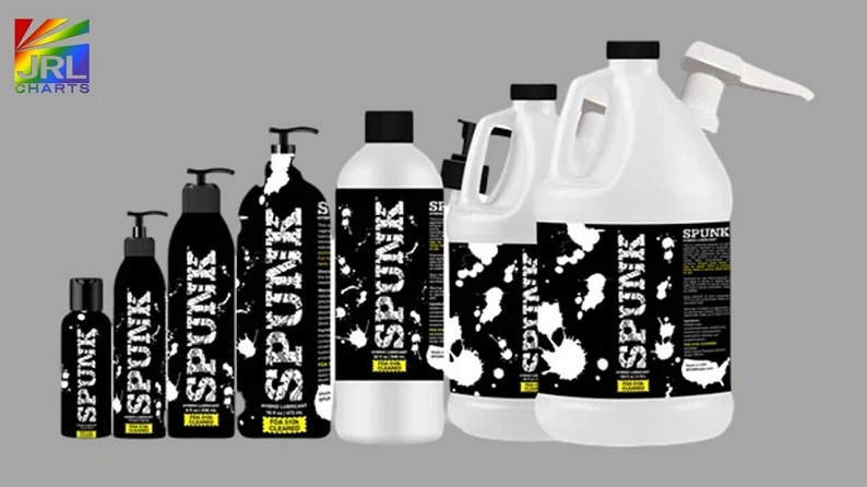 Spunk Lube Hybrid personal lubricant product collection featuring multiple bottle sizes made in the USA